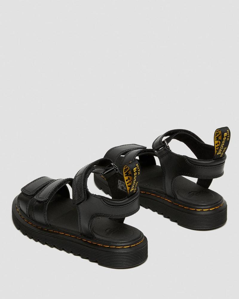 Black Kids' Dr Martens Junior Klaire Leather Strap Sandals | CA 719CTV